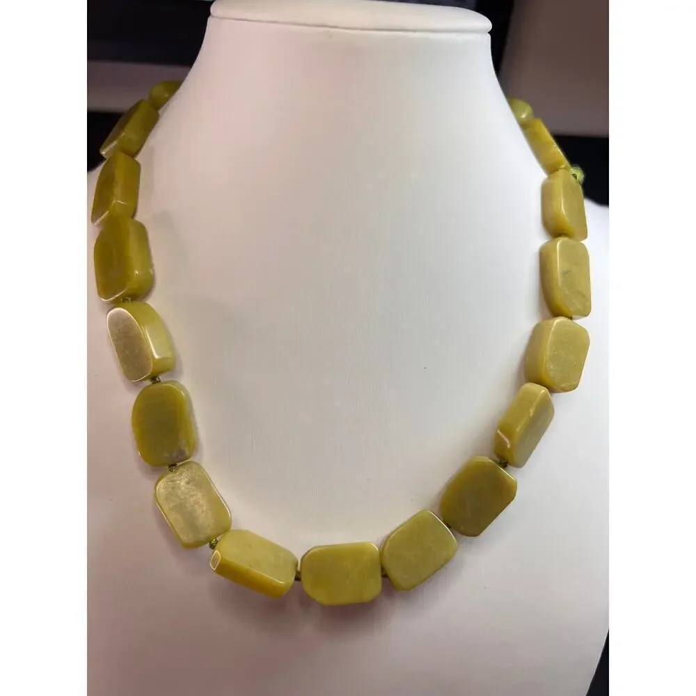 NEW olive serpentine necklace with sterling silver clasp